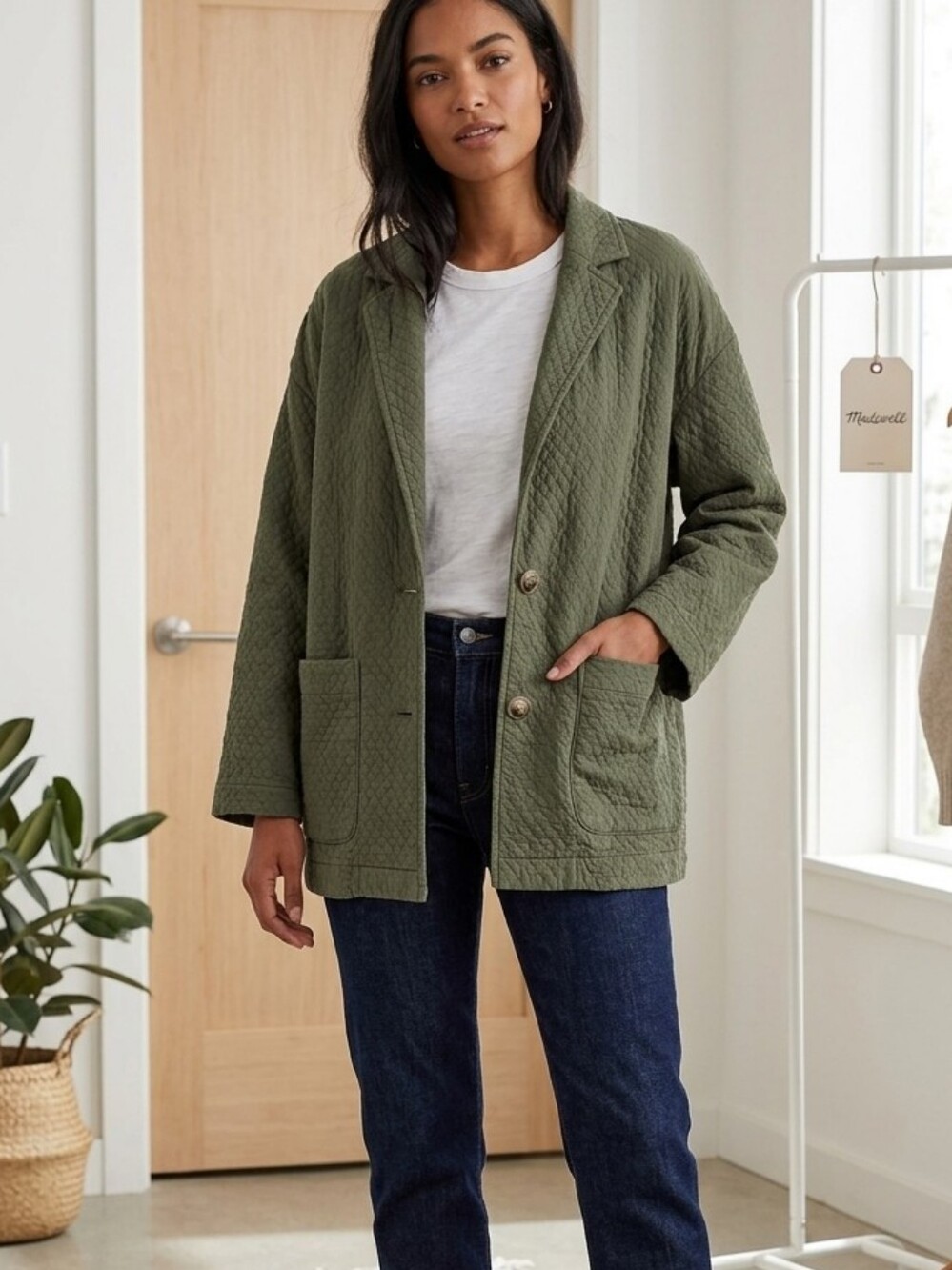 🚨CLEARANCE 🚨$15. Madewell 🚨 Lightweight Dark Green🎈Upcycled Buttons🎈